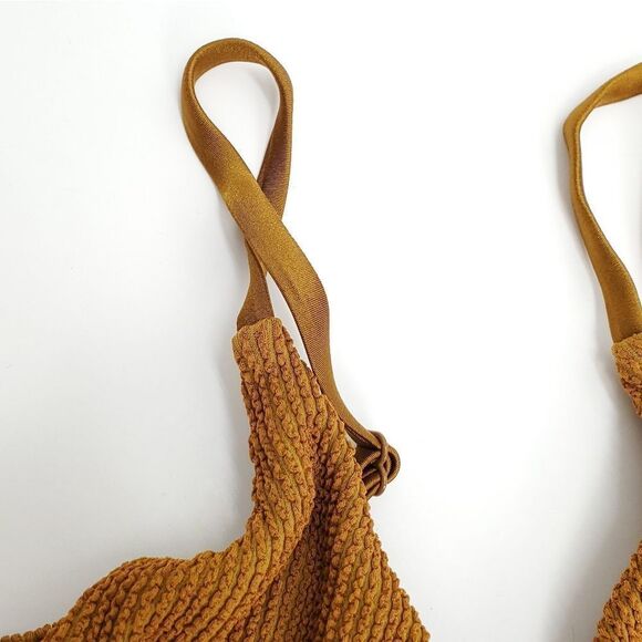 NWT GOOD AMERICAN Bronze Brown Always Fits Twist Bikini Top - Picture 6 of 14